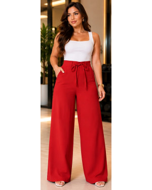 Calça Feminina Pantalona Vermelho | Moda Evangelica